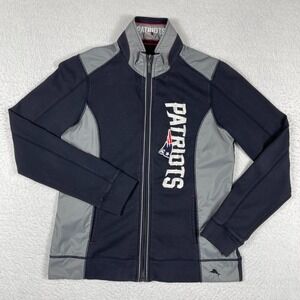 New England Patriots Jacket Womens Small Navy Blue Tommy Bahama Pima Cotton Zip